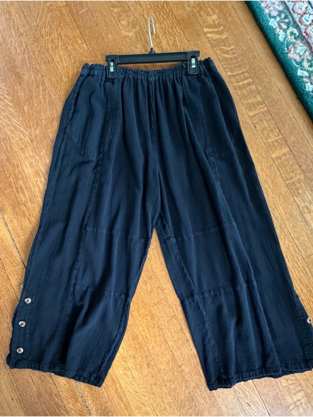 Cottonways Black Wide Leg Cropped Pants, euro size 3